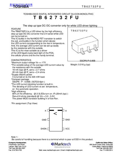 Toshiba TB62732FU LED Driver Datasheet - cover page
