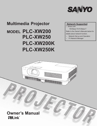 SANYO PLC-XW200/PLC-XW250/PLC-XW200K/PLC-XW250K Multimedia Projector user manual - cover page
