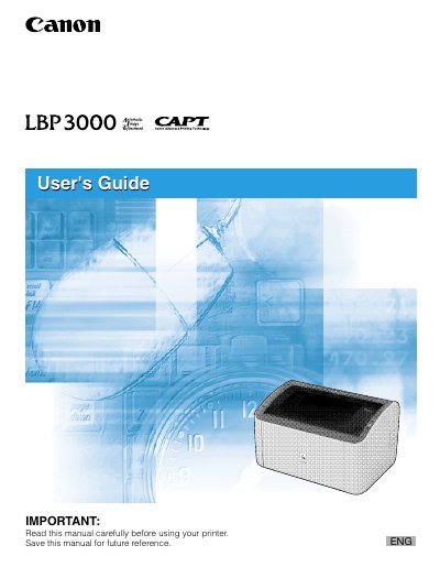 Canon LBP3000 Laser Printer User Manual - cover page