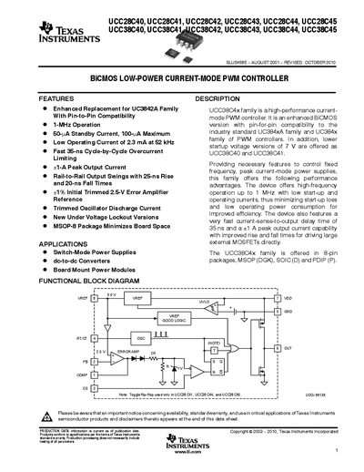 TEXAS INSTRUMENTS UCC28C40 UCC28C41 UCC28C42 UCC28C43 UCC28C44 UCC28C45 handbook - cover page