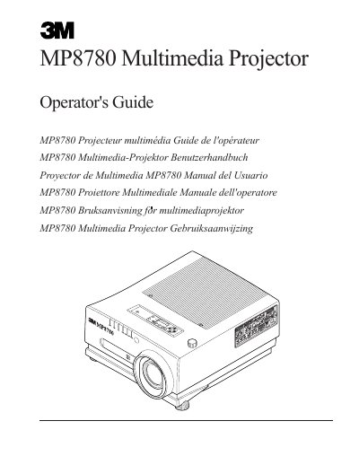 3M MP8780 Multimedia Projector Operator's Guide - cover page