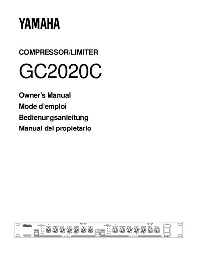 Yamaha GC2020C Compressor/Limiter Owner's Manual - cover page