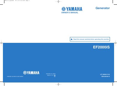 Yamaha EF2000iS Generator Owner's Manual