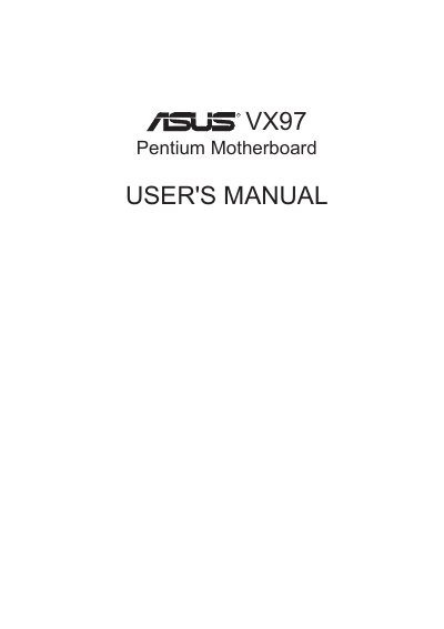 ASUS VX97 Motherboard User Manual - cover page
