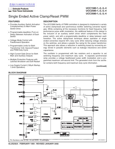 UNITRODE UCC1580-1/-2/-3/-4 UCC2580-1/-2/-3/-4 UCC3580-1/-2/-3/-4 handbook(2) - cover page