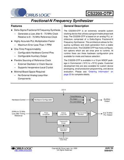 Cirrus Logic CS2200-OTP User Manual - cover page