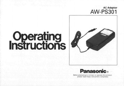Panasonic AW-PS301 AC Adapter Operating Instructions - cover page