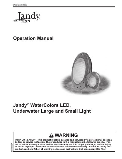 Jandy WaterColors LED Underwater Large/Small Light Operation Manual - cover page