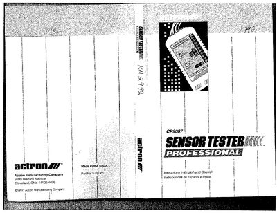 Actron CP9087 Sensor Tester Instructions - cover page