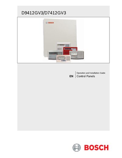Bosch D9412GV3/D7412GV3 Control Panels Installation Guide