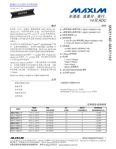 MAXIM MAX1146-MAX1149 Multichannel ADC Datasheet - cover page