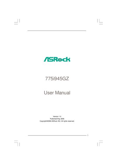 ASRock 775i945GZ User Manual - cover page