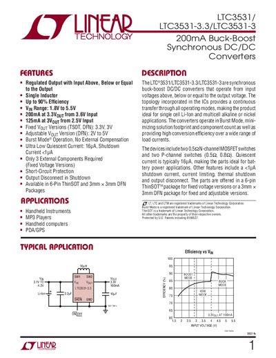 LINEAR TECHNOLOGY LTC3531/ LTC3531-3.3/LTC3531-3 Manual - cover page