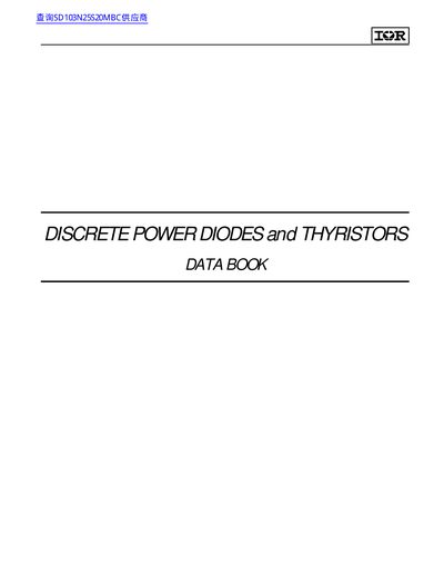 International Rectifier SD103N/R Series Fast Recovery Diodes Data Book - cover page