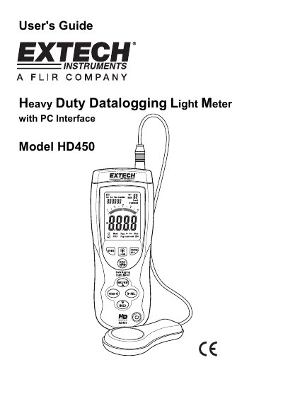 Extech HD450 Heavy Duty Datalogging Light Meter User's Guide