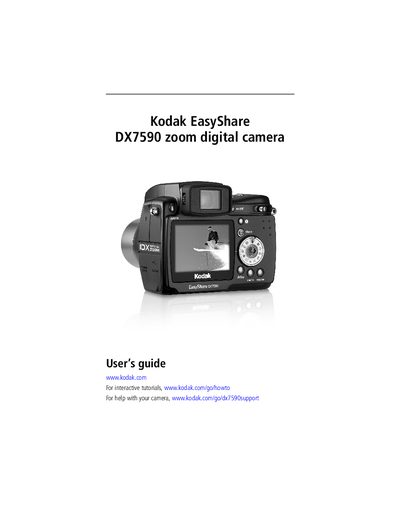 Kodak DX7590 Digital Camera User Manual - cover page
