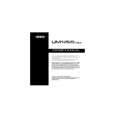 Roland UM-1 16-Channel USB MIDI Interface Owner's Manual - cover page