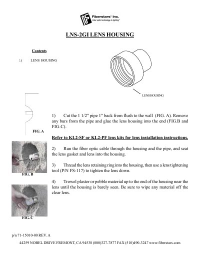 Fiberstars LNS-2GI Lens Housing Installation Guide - cover page