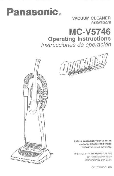 Panasonic MC-V5746 Vacuum Cleaner Operating Instructions - cover page
