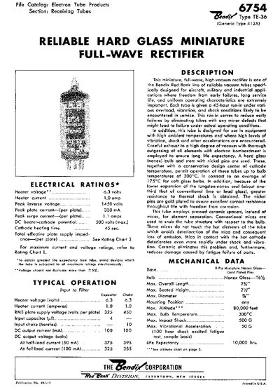 Bendix 6754 Full-Wave Rectifier Datasheet - cover page