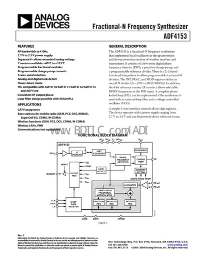 Analog Devices ADF4153 Handbook - cover page