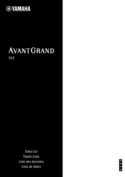 Yamaha AvantGrand N1 MIDI Data List - cover page