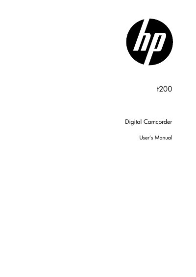 HP T200 Digital Camcorder User Manual - cover page