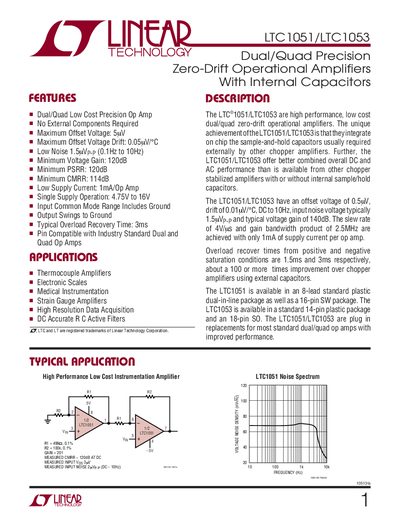 Linear Technology LTC1051/LTC1053 Datasheet - cover page