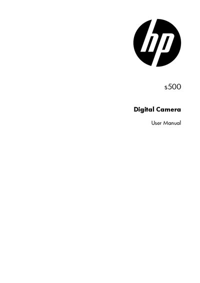 HP s500 Digital Camera User Manual - cover page