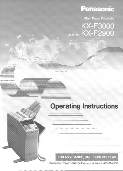 Panasonic KX-F3000/KX-F2900 Plain Paper Facsimile Operating Instructions - cover page