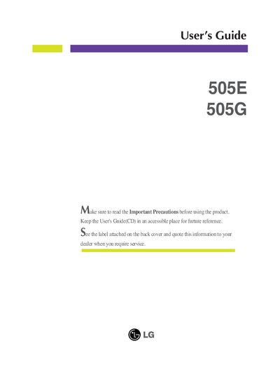 LG 505E/505G Monitor User Manual - cover page