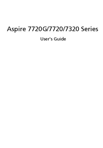 Acer Aspire 7720G/7720/7320 Series User Manual - cover page