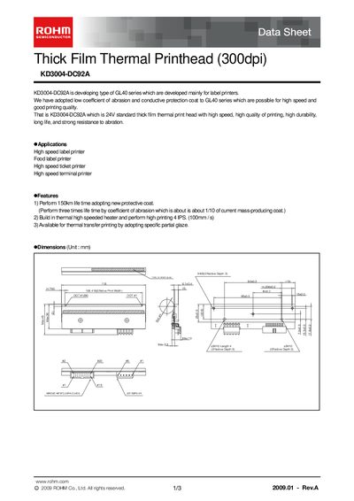 ROHM KD3004-DC92A Datasheet - cover page