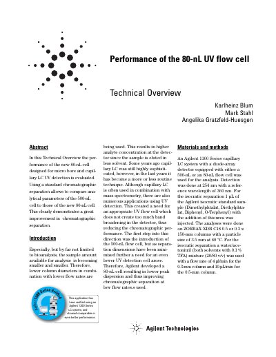 Agilent 80-nL UV Flow Cell Technical Overview - cover page