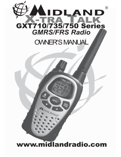 Midland GXT710/735/750 Series GMRS/FRS Radio Owner's Manual - cover page