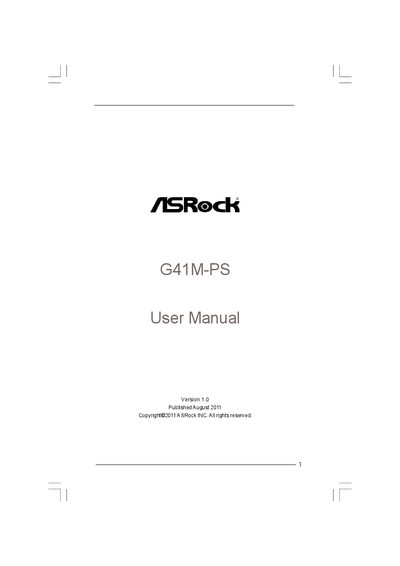 ASRock G41M-PS Motherboard User Manual