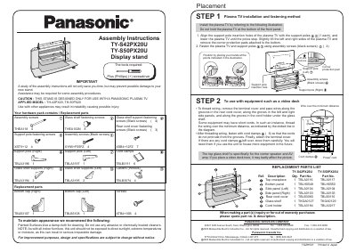 Panasonic TY-S42PX20U/TY-S50PX20U Display Stand Assembly Instructions - cover page