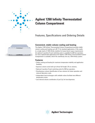 Agilent 1260 Infinity Thermostatted Column Compartment Product Leaflet - cover page