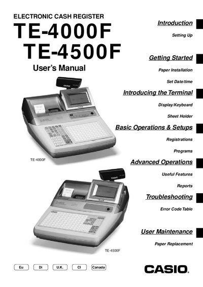 Casio TE-4000F/4500F User Manual - cover page