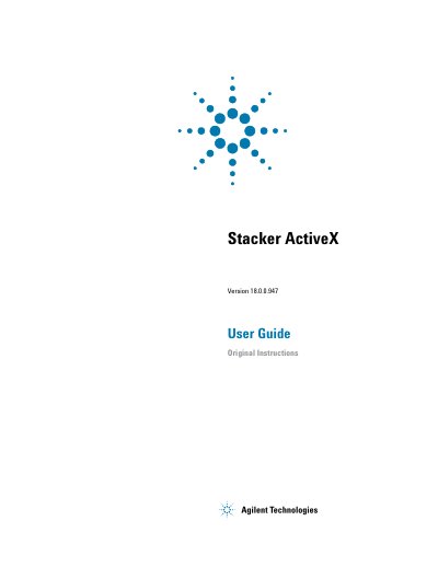 Agilent Technologies s1Stacker ActiveX User Guide - cover page