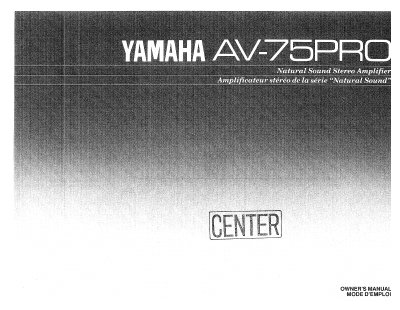 Yamaha AV-75 PRO Stereo Amplifier Owner's Manual - cover page