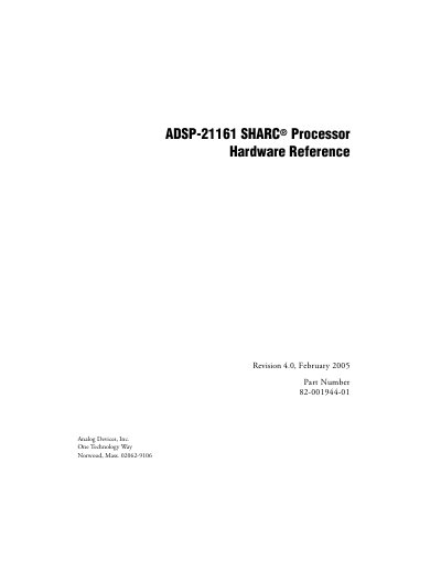 Analog Devices ADSP-21161 SHARC Processor Hardware Reference