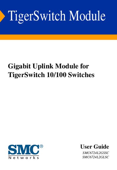 SMC SMC6724L2GSSC TigerSwitch Gigabit Uplink Module User Guide - cover page