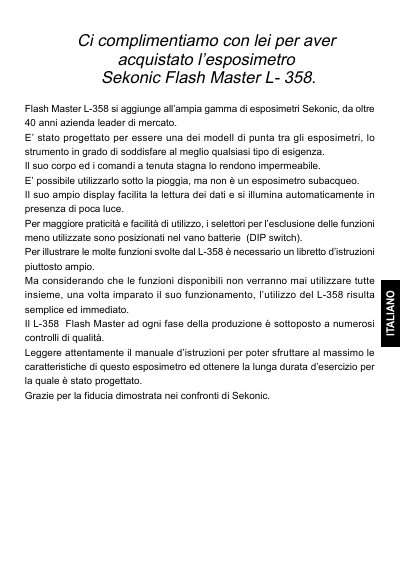 Sekonic L-358 FlashMaster User Manual - cover page