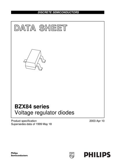 Philips BZX84 Series Voltage Regulator Diodes Datasheet - cover page