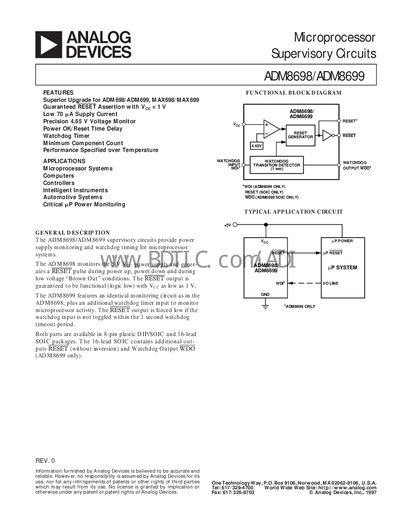 Analog Devices ADM8698/ADM8699 Datasheet - cover page