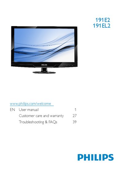 Philips 191E2/191EL2 Monitor User Manual - cover page
