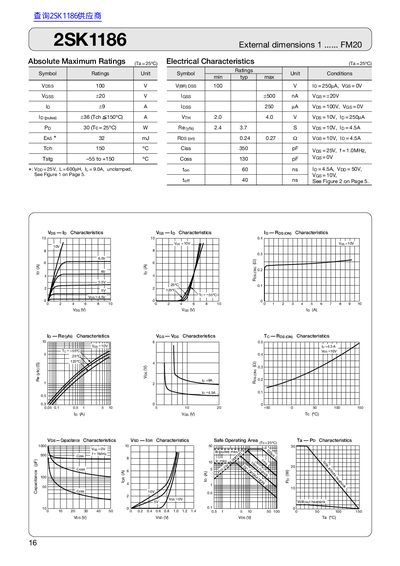 FUJI Electril 2SK1186 Datasheet - cover page
