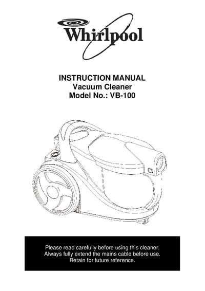 Whirlpool VB-100 Vacuum Cleaner User Manual - cover page