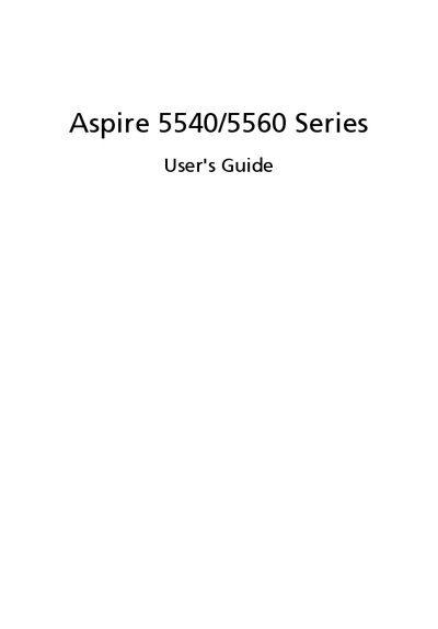 Acer Aspire 5540/5560 Series Notebook PC User's Guide - cover page
